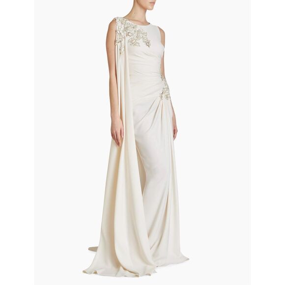 Zuhair Murad Embroidered Cady Cape Gown SIZE 8 $4950 - Picture 4 of 16